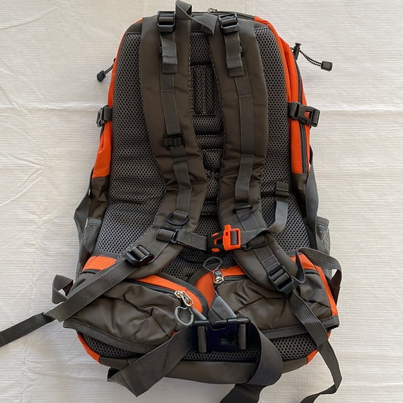 40L FengDong Waterproof Lightweight Hiking,Camping,Travel Backpack Orange - Picture 2 of 3